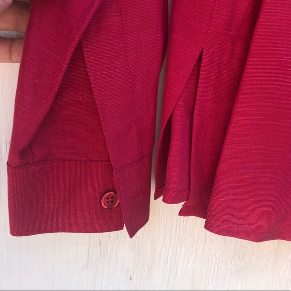 City Silk linen red button down blouse - Picture 4 of 7